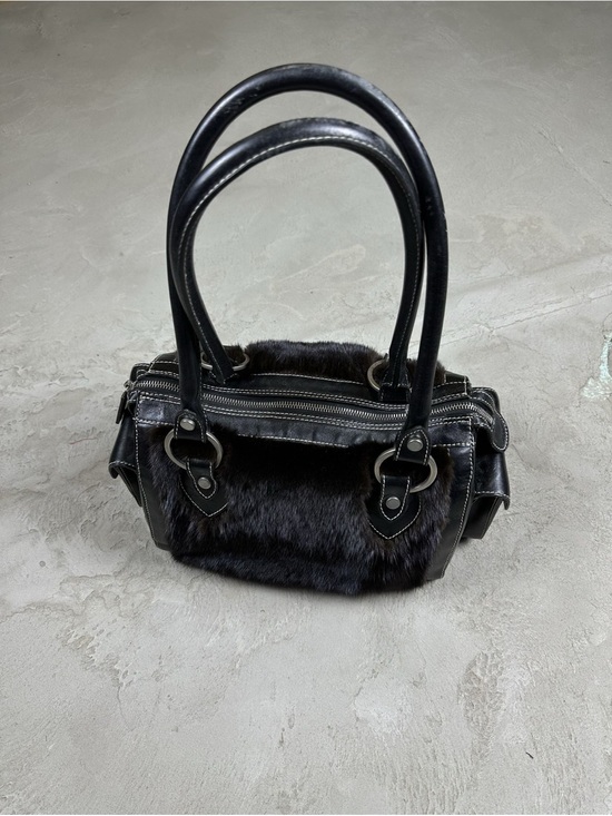 Vintage Handbags - Y2K vintage leather fur shoulder bag